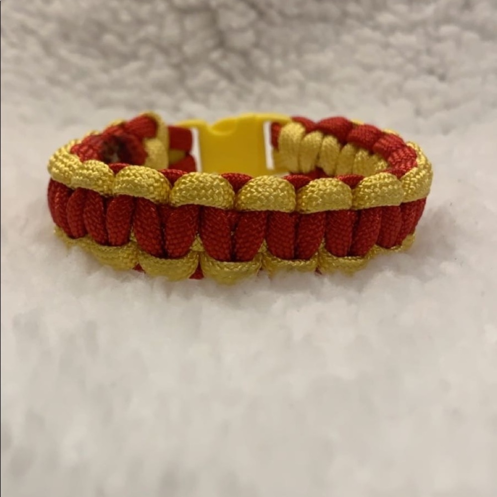 Homemade Red and Gold Paracord Bracelet